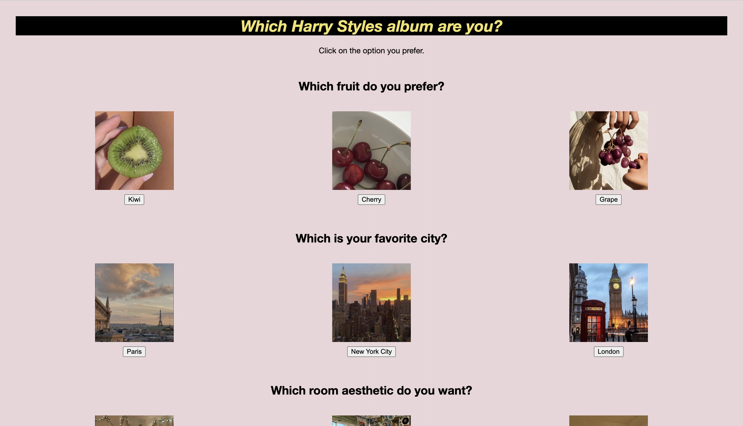 Harry Personality Quiz image link